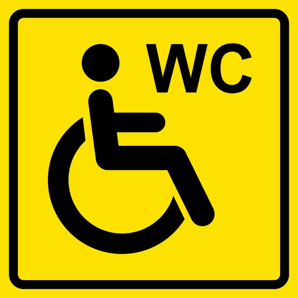 Sign indicating a separate toilet or a separate cubicle accessible to wheelchair users, emblem of water closet for disabled person. vector