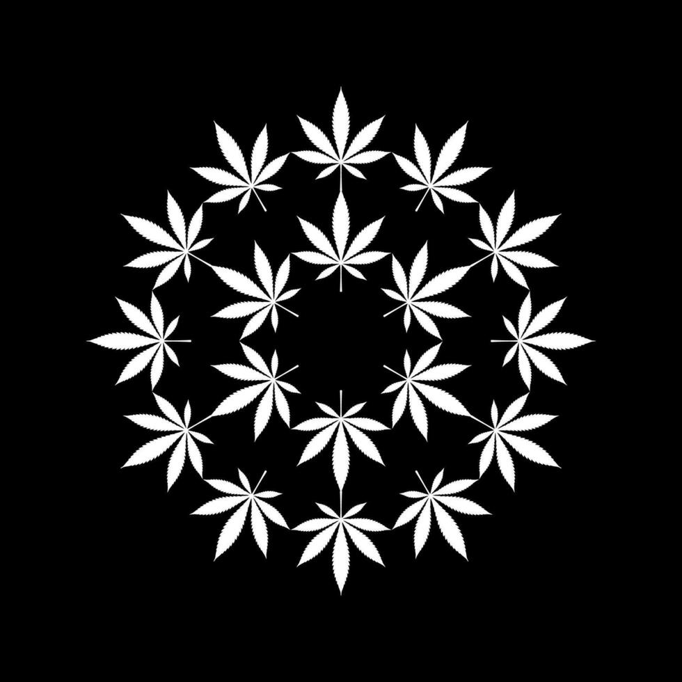 marijuana circulo forma composición, lata utilizar para decoración, florido, fondo de pantalla, cubrir, Arte ilustración, textil, tela, moda, o gráfico diseño elemento. vector ilustración