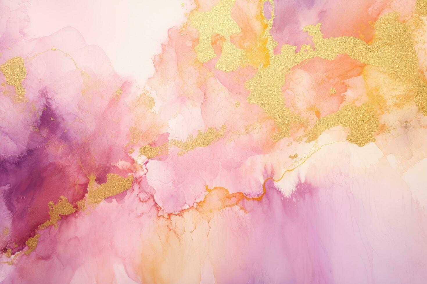 Abstract watercolor background. Hand-drawn illustration. Toned. Beautiful hues of yellow gold pink and purple in hand painted watercolor background, AI Generated photo
