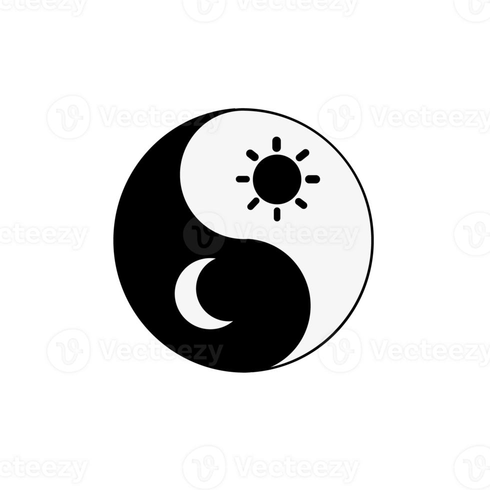 yin Yang symbole avec Soleil et lune. png