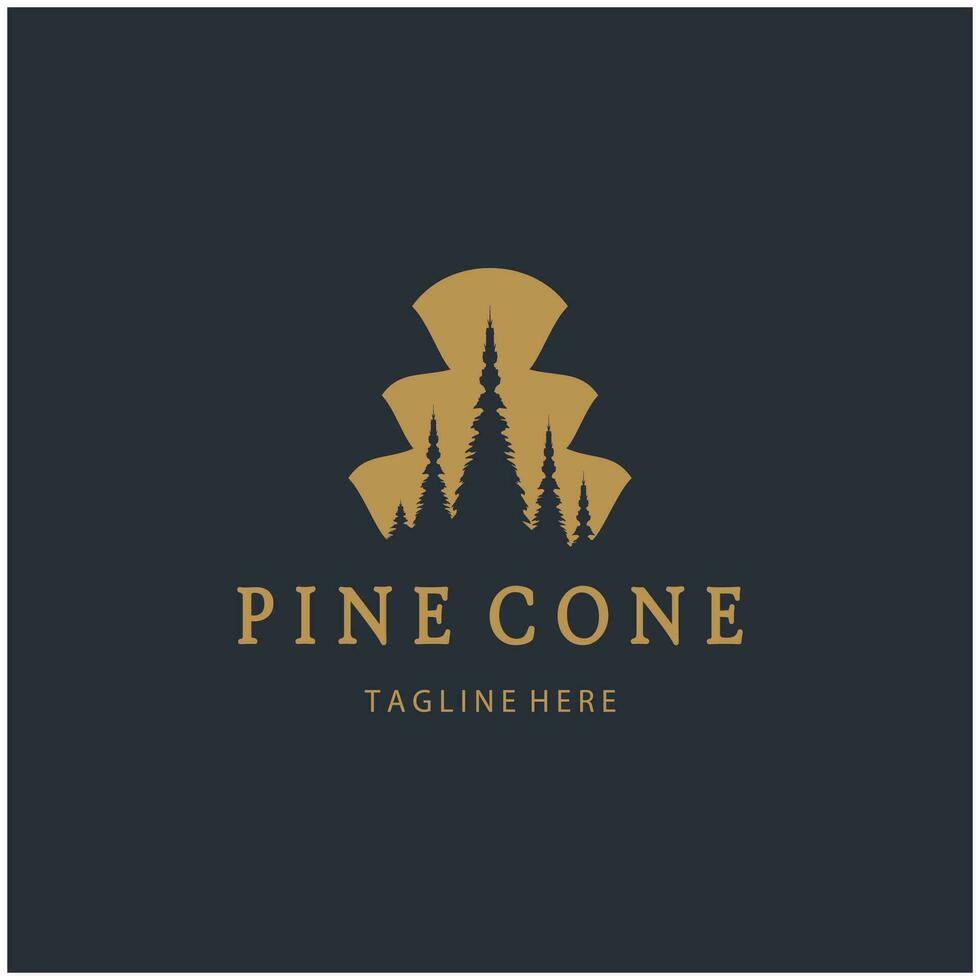 abstract simple pinecone logo pine tree design,for business,badge,emblem,pine plantation,pine wood industry vector