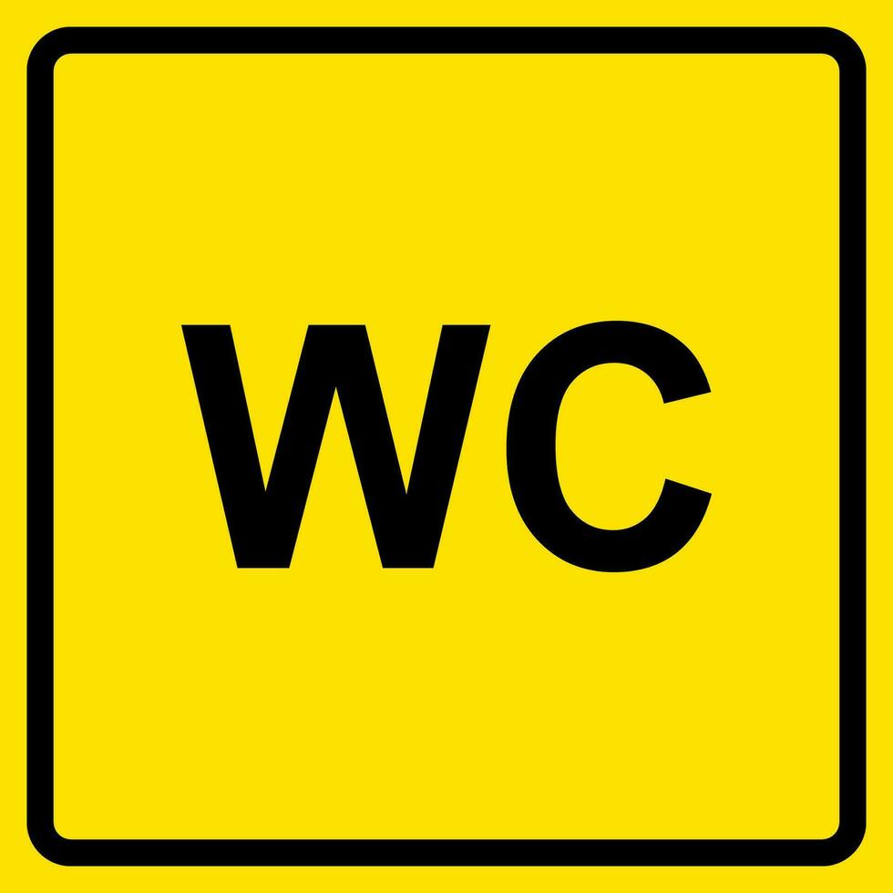 firmar indicando un separar baño para uno visitante, emblema de agua armario con letras baño en amarillo antecedentes. vector