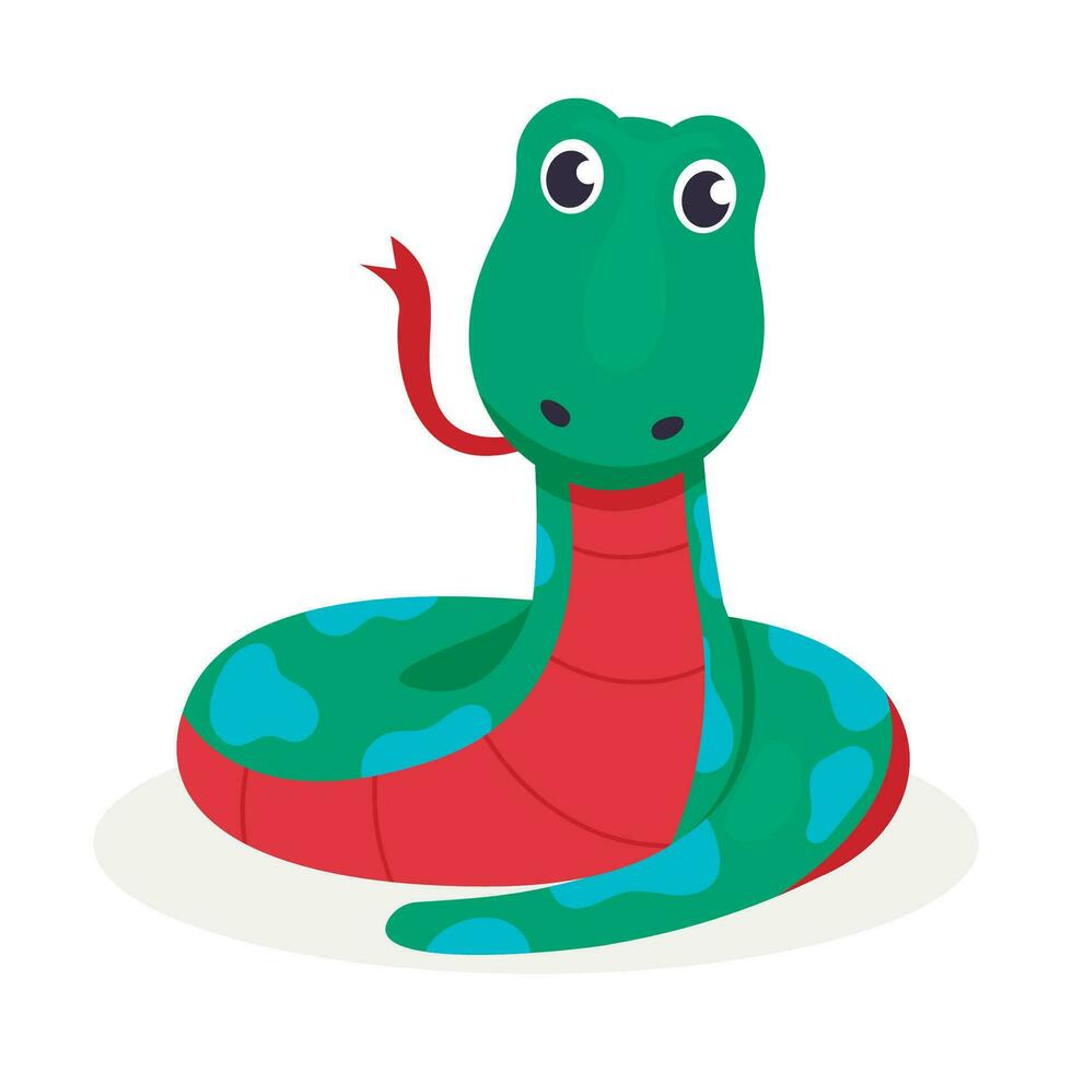 Funny cartoon snake with tongue. Vector graphic.