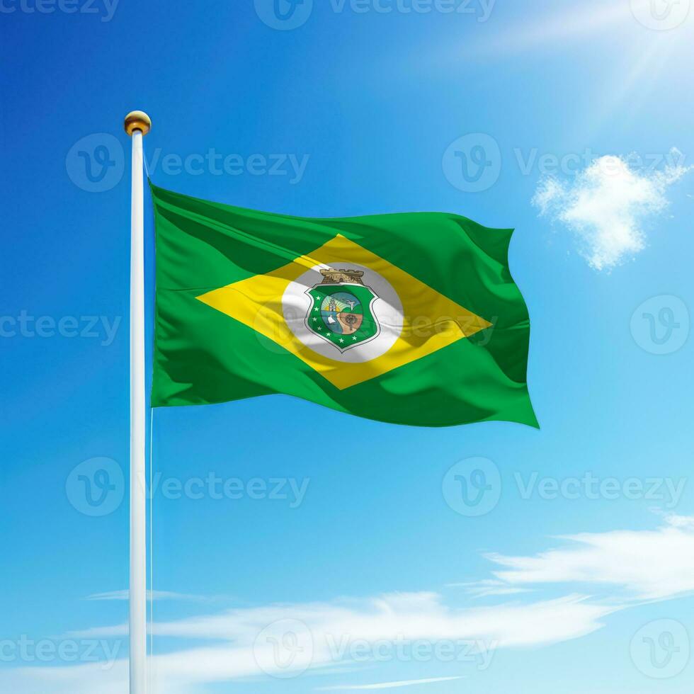 ondulación bandera de ceara es un estado de Brasil en asta de bandera foto