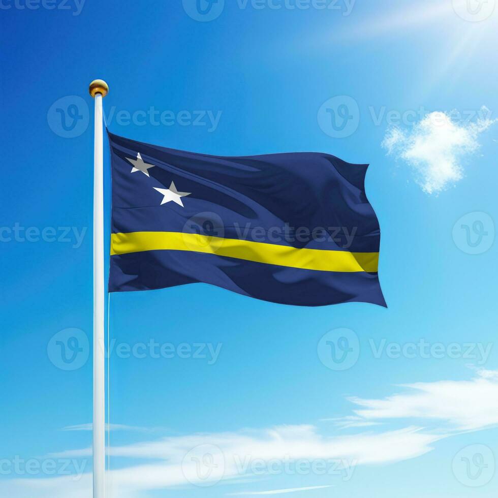 Waving flag of Curacao on flagpole photo
