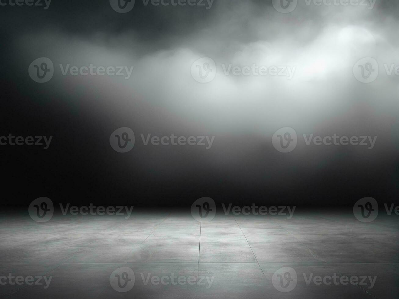 Dark room or stage with concrete floor background for product placement. AI Generated photo