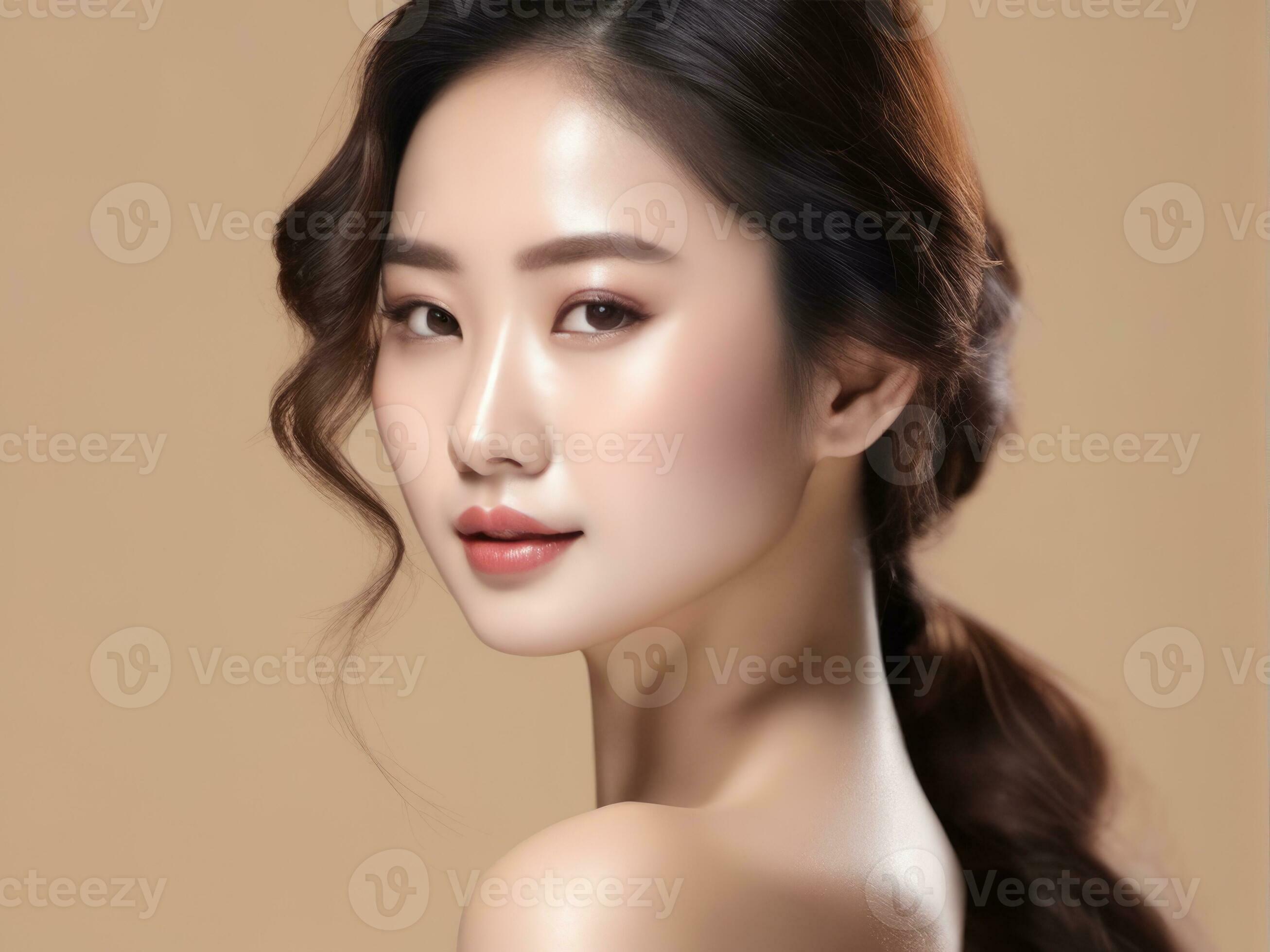 Young Asian beauty woman with korean makeup style. Perfect skin on