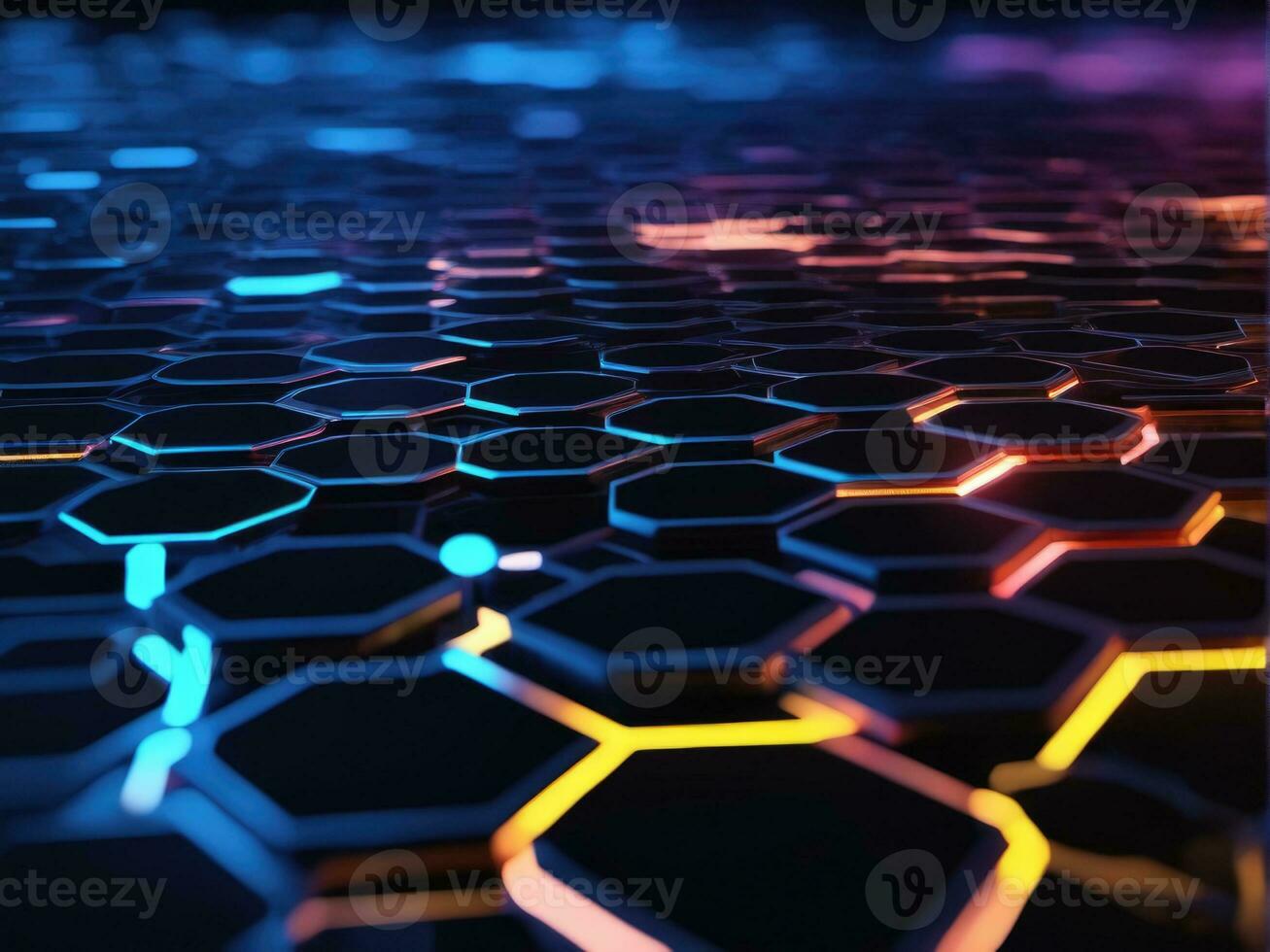Abstract background hexagon network technology AI Generated photo