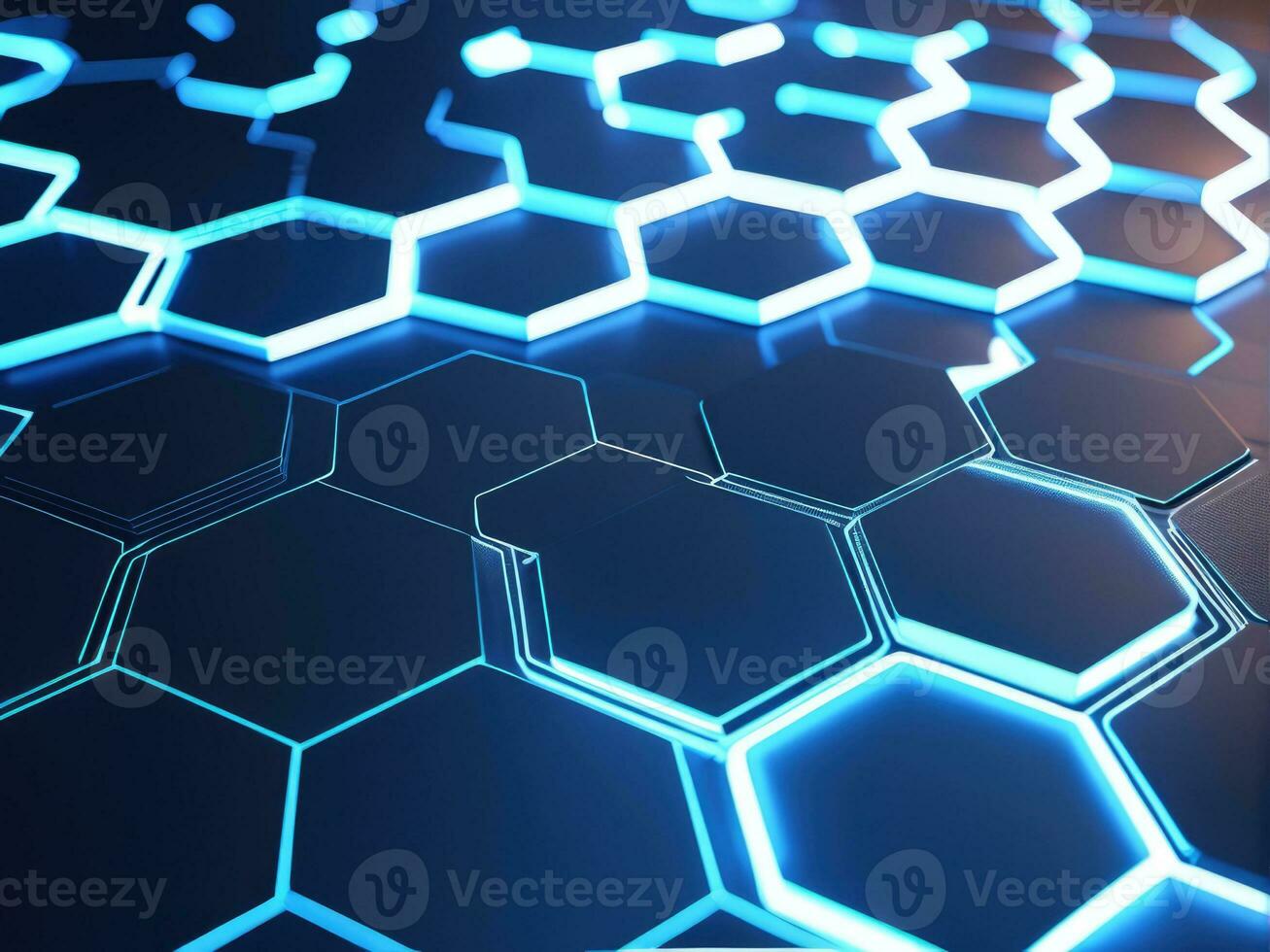 Abstract background hexagon network technology AI Generated photo