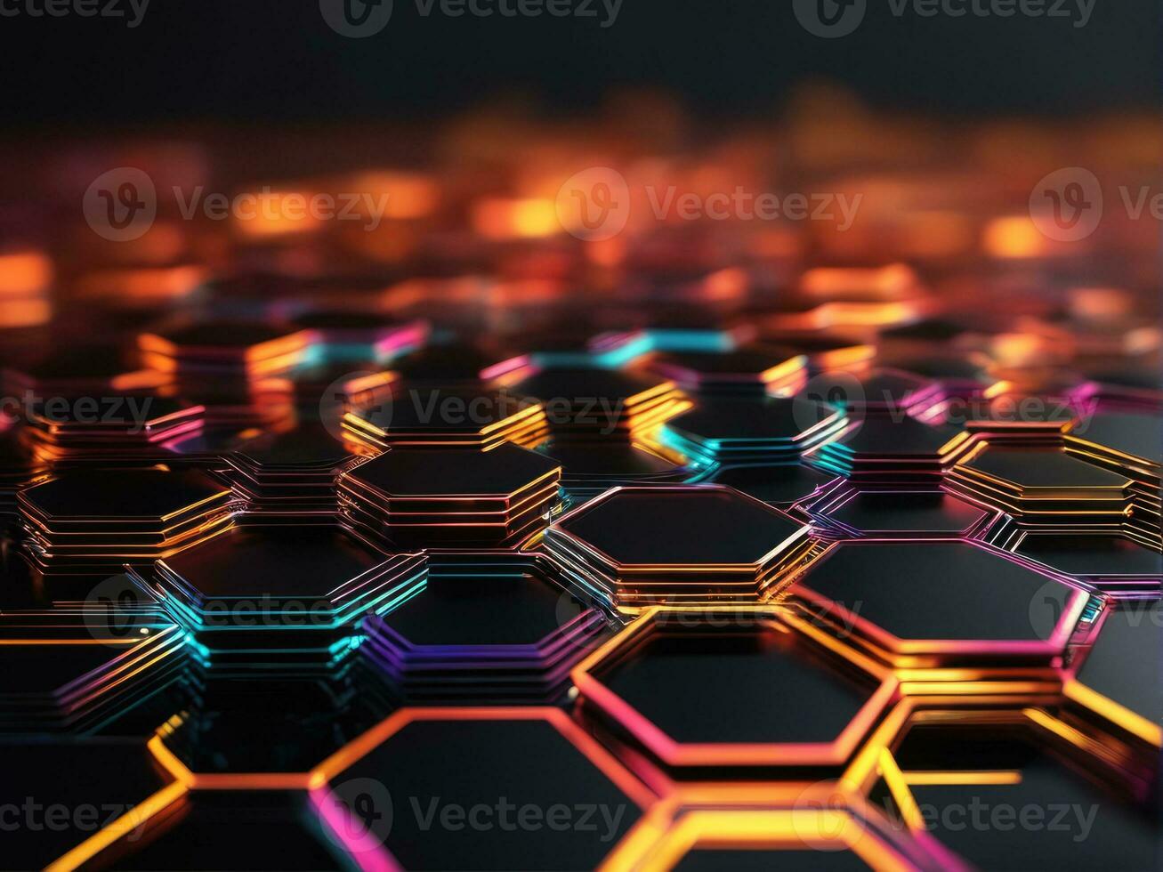 Abstract background hexagon network technology AI Generated photo