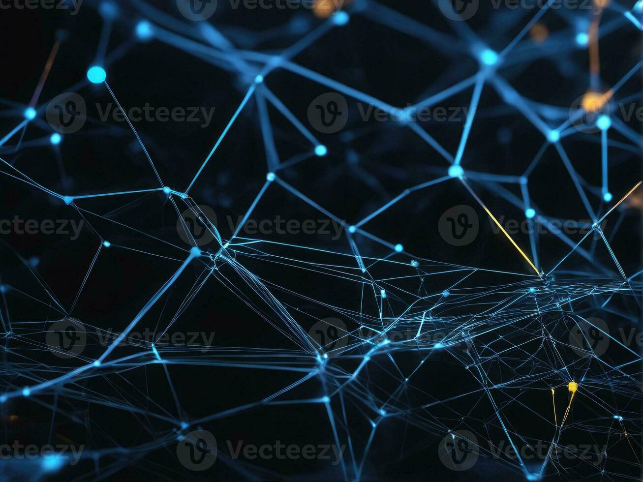 Abstract connected dots on bright background. Technology concept AI Generated photo