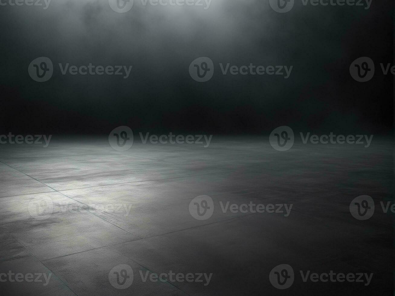 Dark room or stage with concrete floor background for product placement. Panoramic view of the abstract fog. AI Generated photo