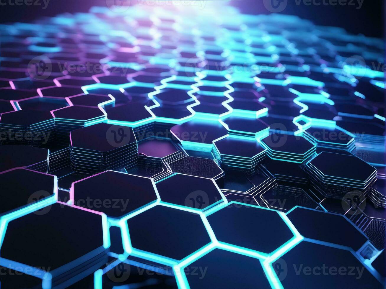 Abstract background hexagon network technology AI Generated photo