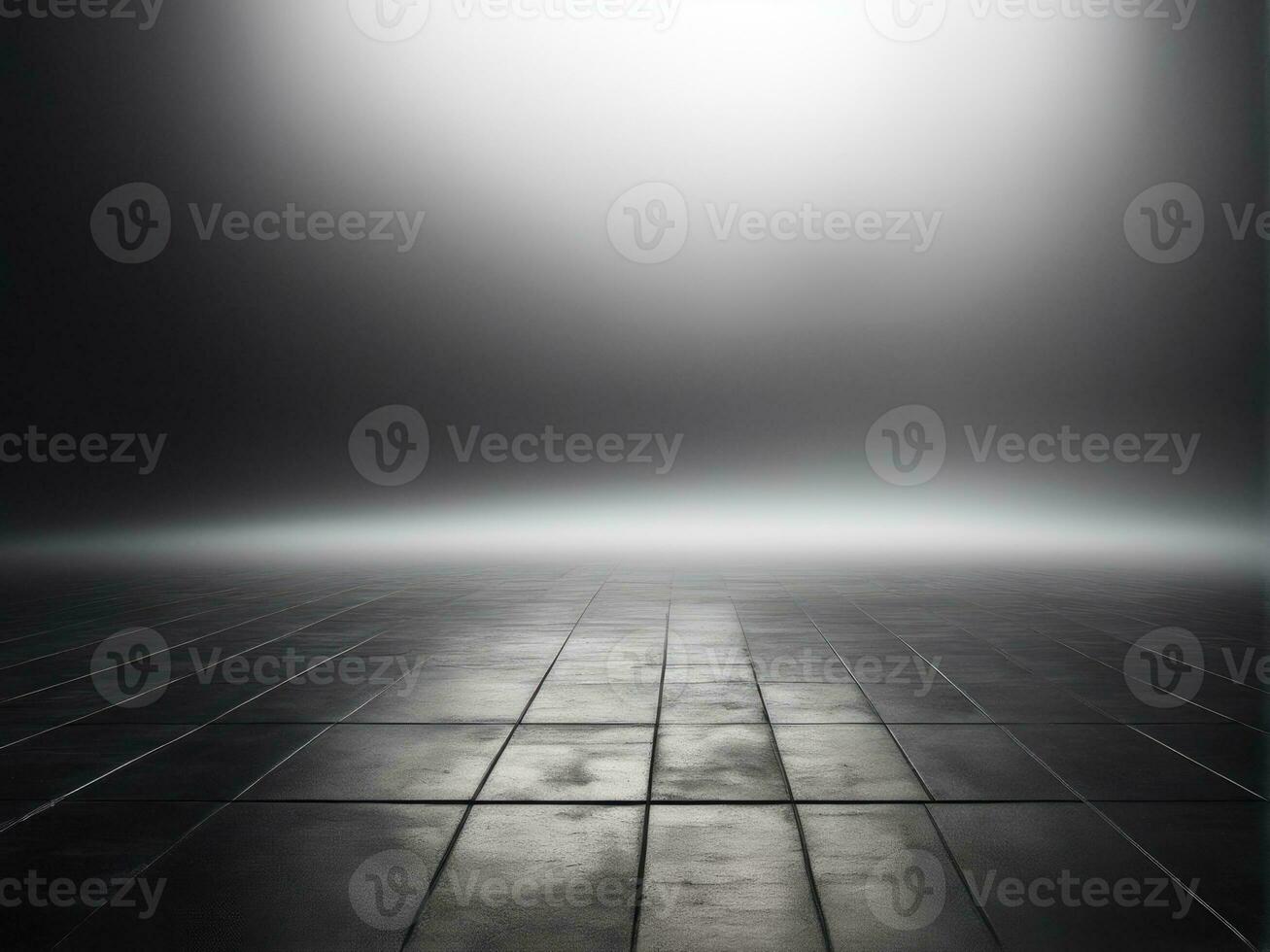 Dark room or stage with concrete floor background for product placement. Panoramic view of the abstract fog. AI Generated photo