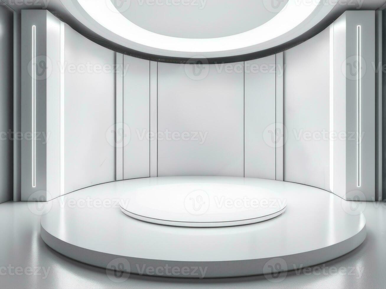 Modern white stage background for product placement AI Generated photo
