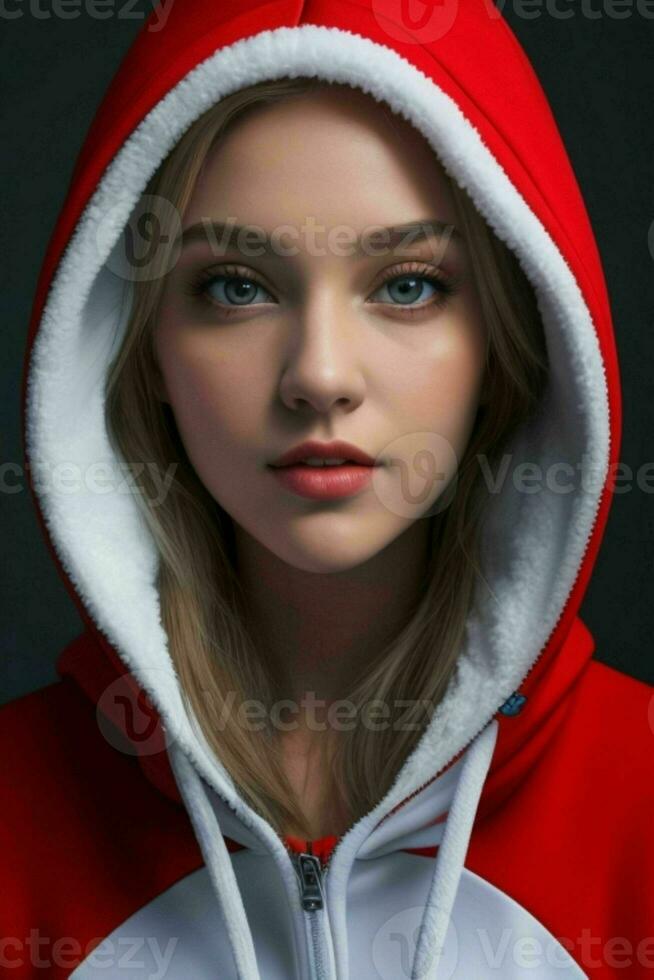 Stunning woman with a hoodie. AI Generative Pro Photo