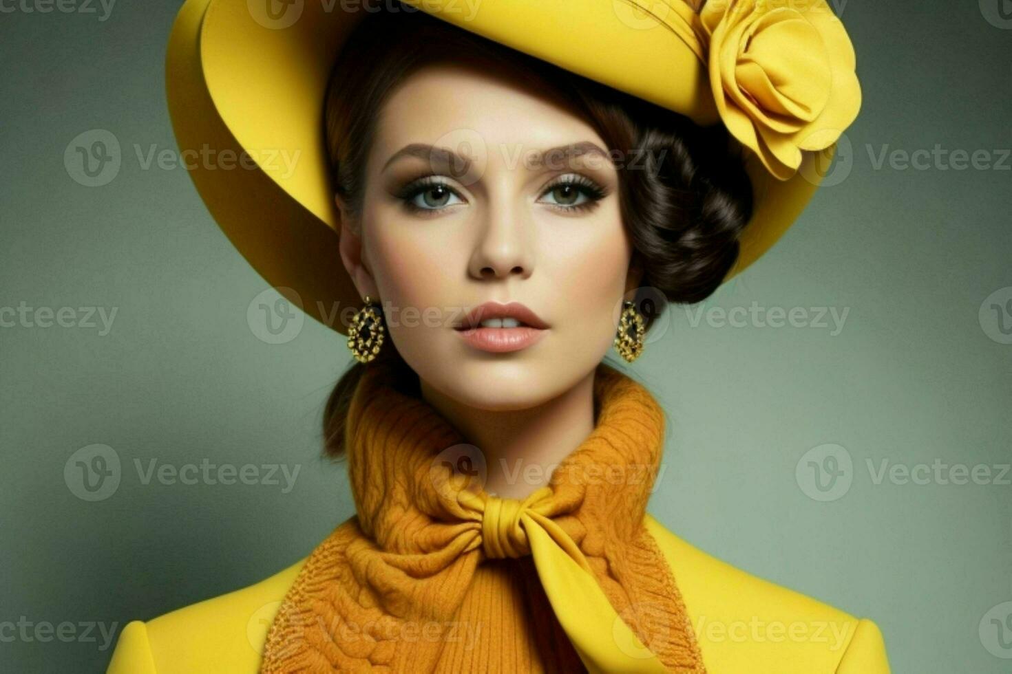 Portraits of fashionable beautiful women in traditional clothes.  AI Generative Pro Photo