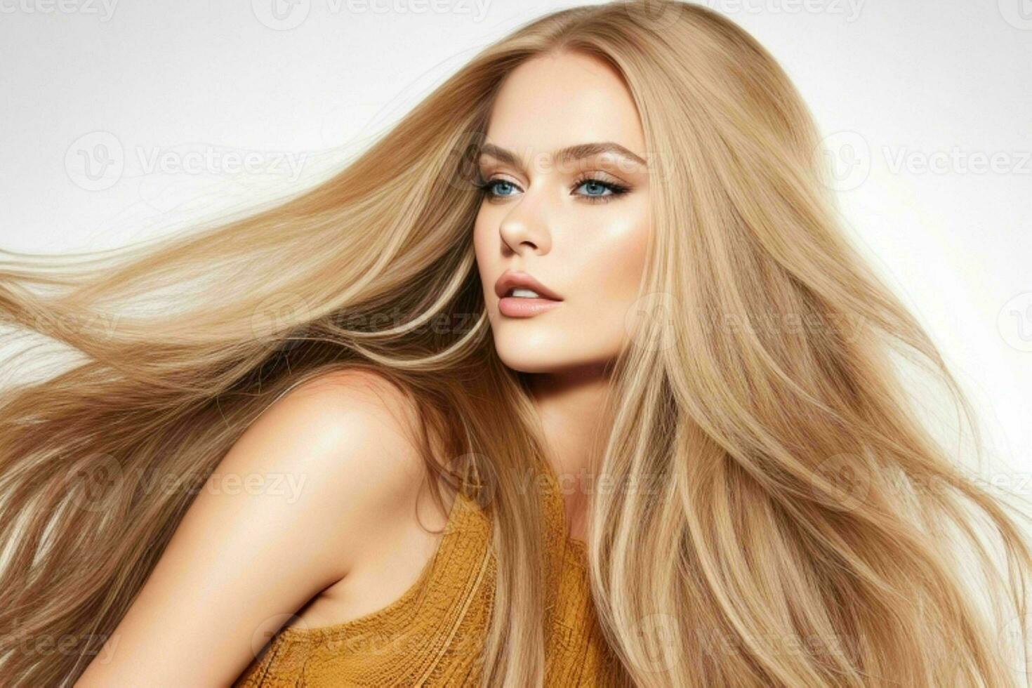 beautiful woman fashion model with long hair.  AI Generative Pro Photo