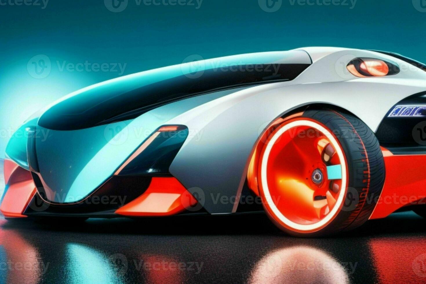 car in trendy futurism style. AI Generative Pro Photo