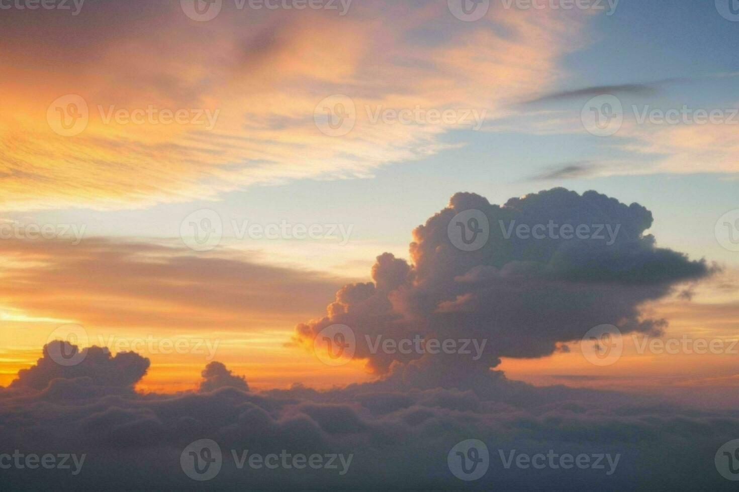 Cloudy sky at sunrise background. AI Generative Pro Photo