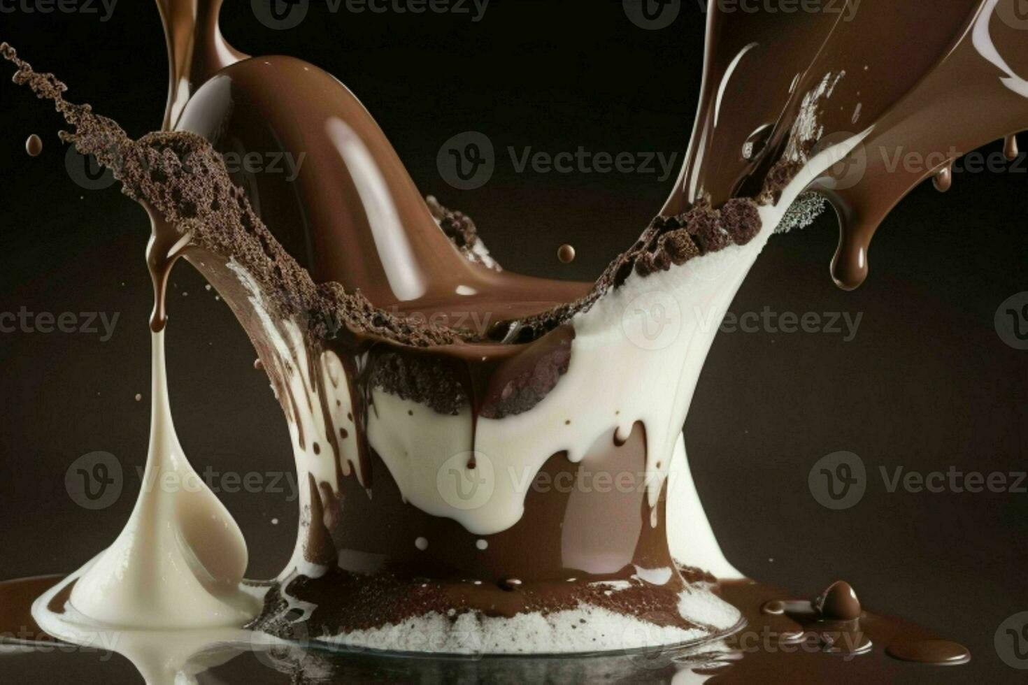 splash milk and chocolate. AI Generative Pro Photo