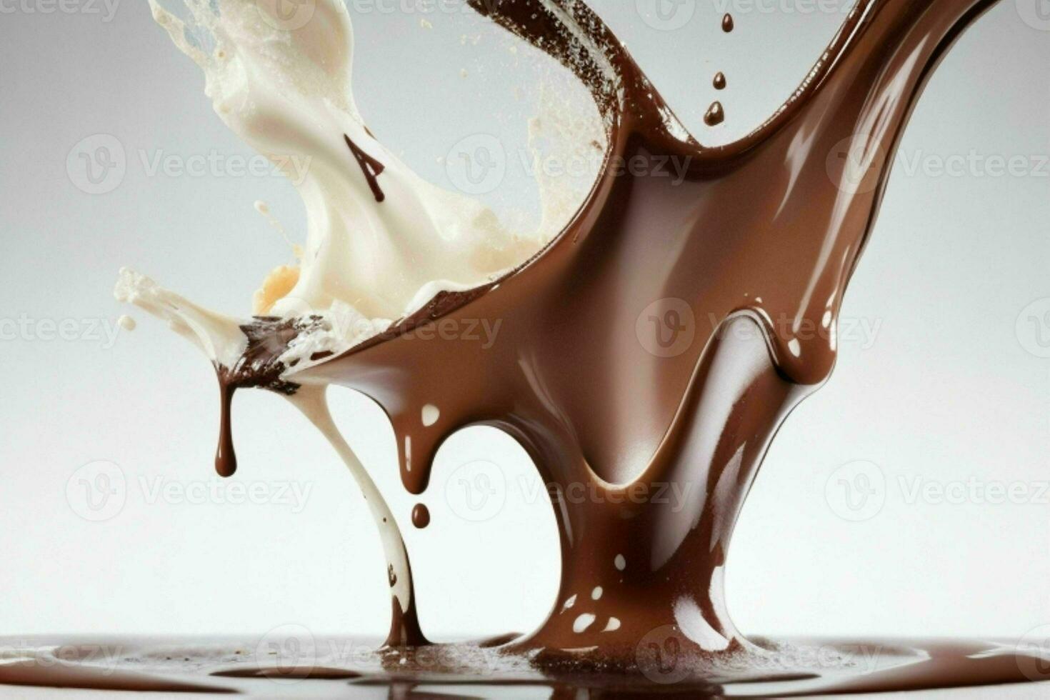 splash milk and chocolate. AI Generative Pro Photo