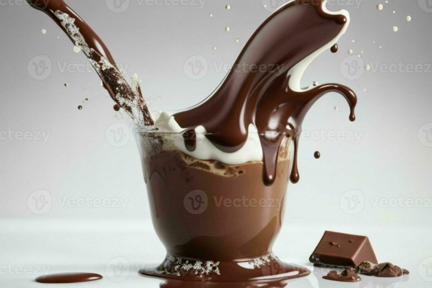splash milk and chocolate. AI Generative Pro Photo