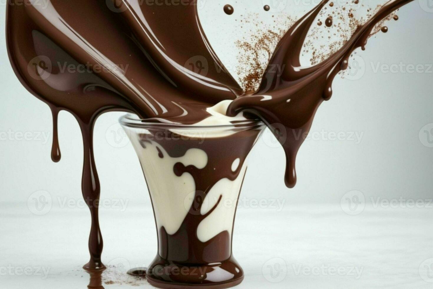 splash milk and chocolate. AI Generative Pro Photo