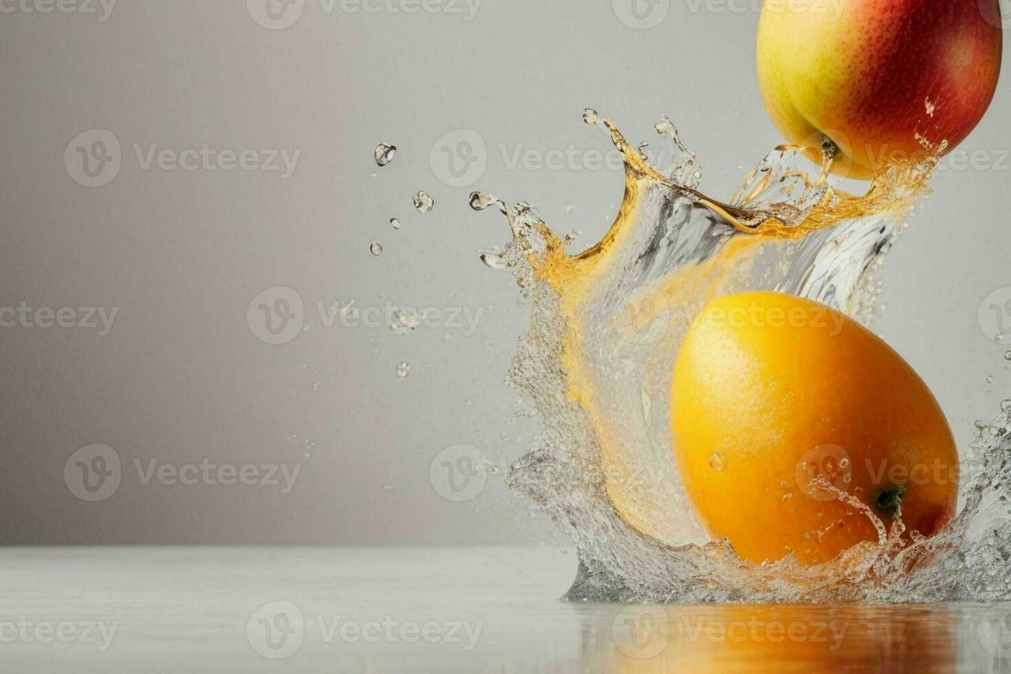 Fresco jugoso manggo con agua chapoteo. ai generativo Pro foto