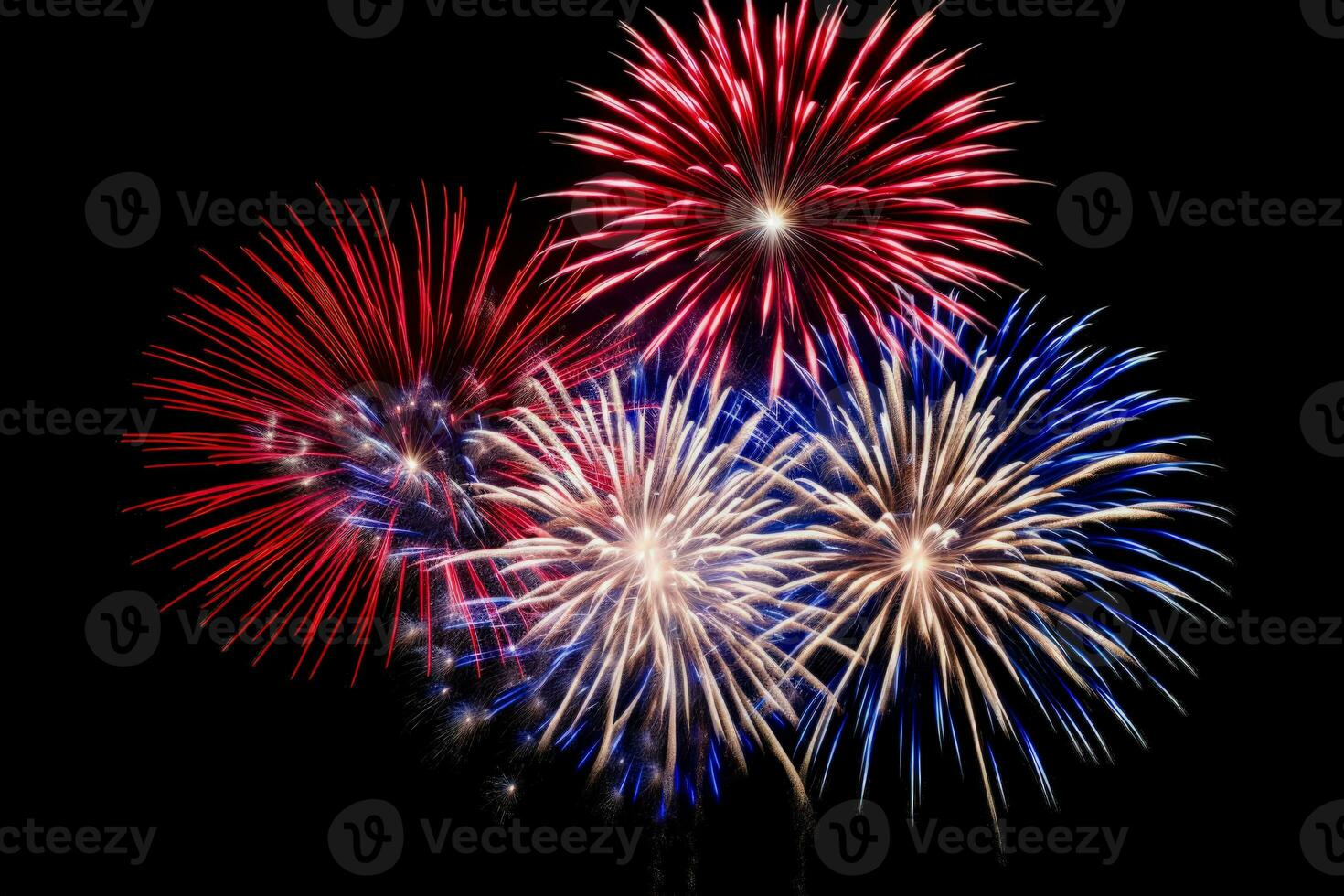 Brilliant New Years Eve firework display close up isolated on a white background photo
