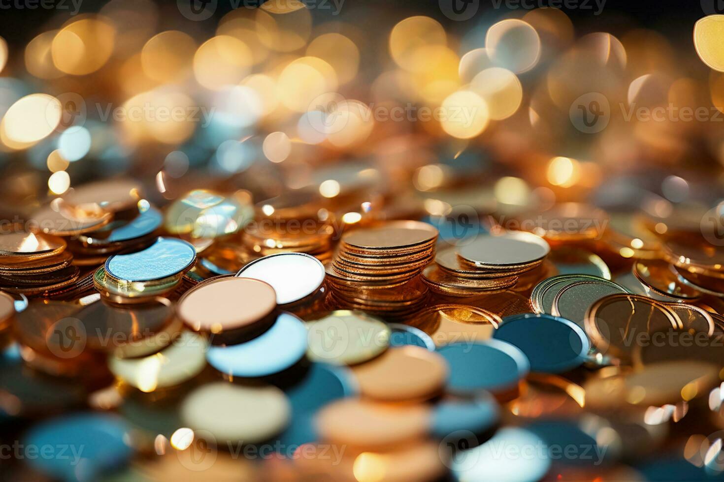 Macro capture of glittering New Year sequins background with empty space for text photo