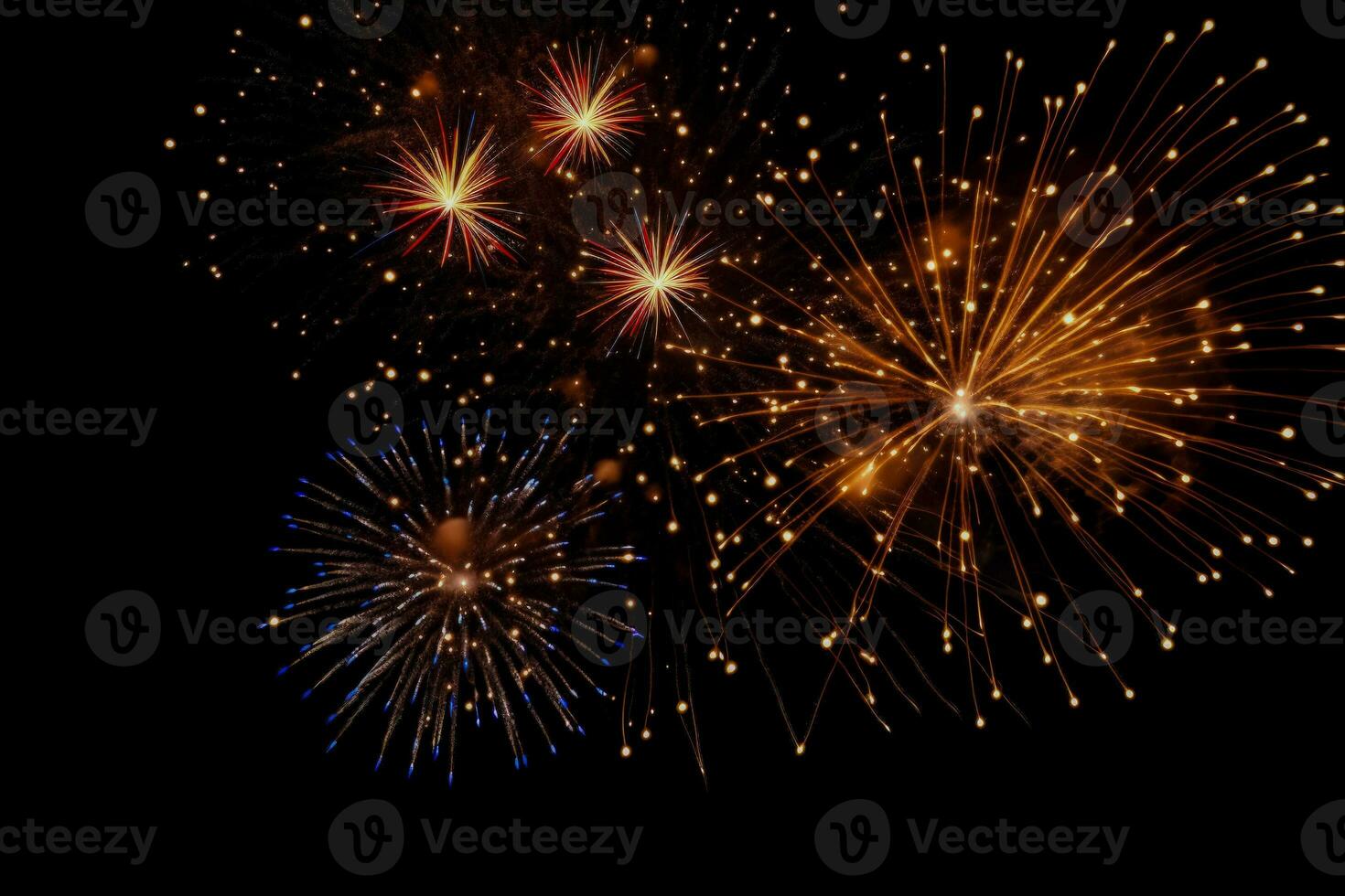 Close up of New Years Eve fireworks sparkles isolated on a gradient background photo