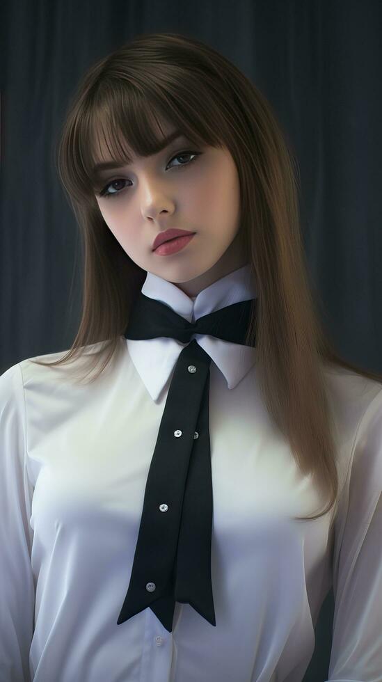 Beautiful working woman wearing white shirt. Generative AI photo