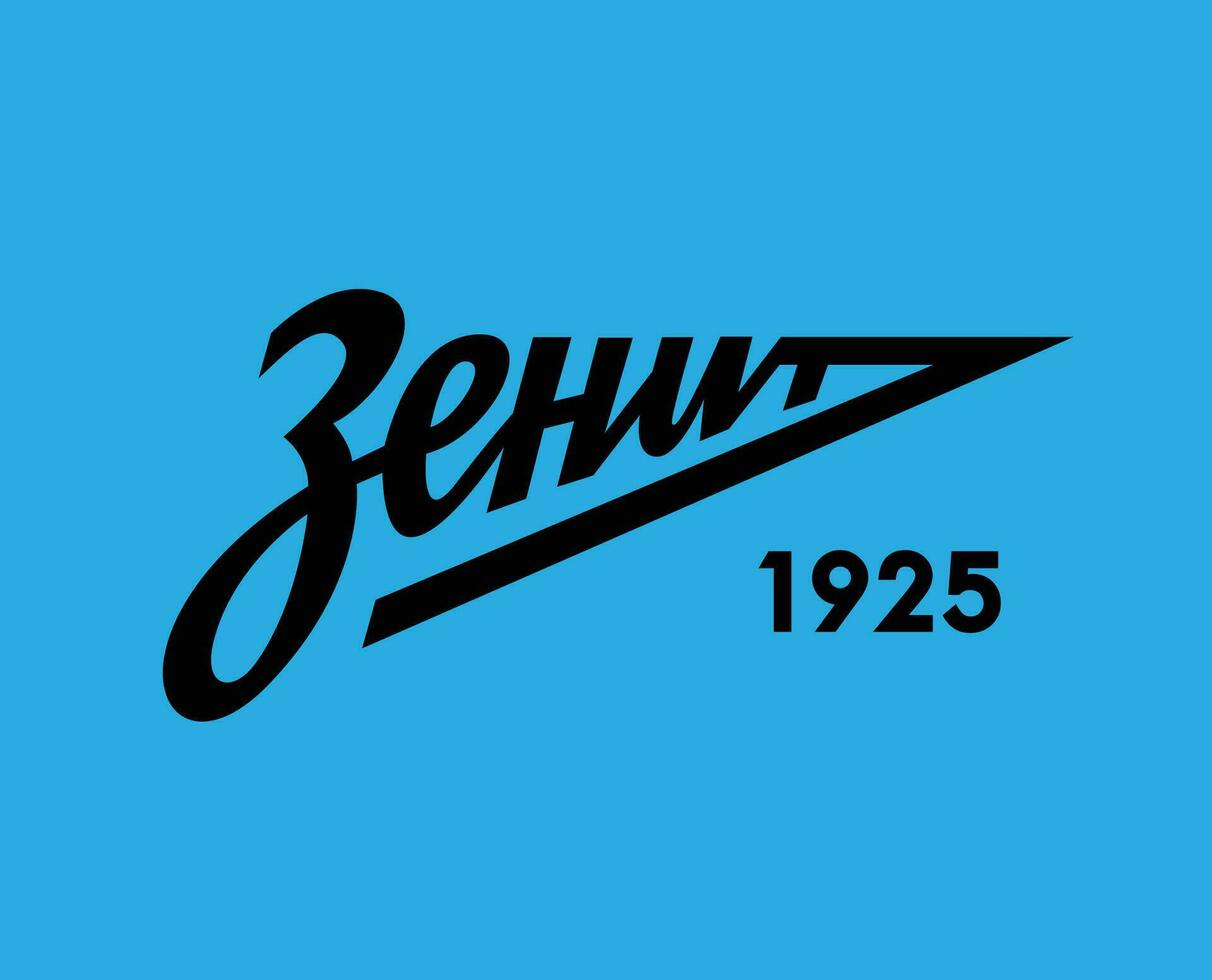 Zenit St Petersburg Logo Club Symbol Black Russia League Football Abstract Design Vector Illustration With Blue Background