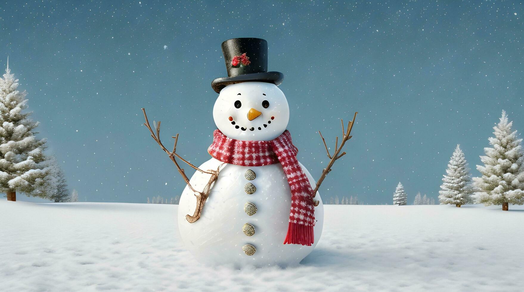 festive Christmas background with snowman photo