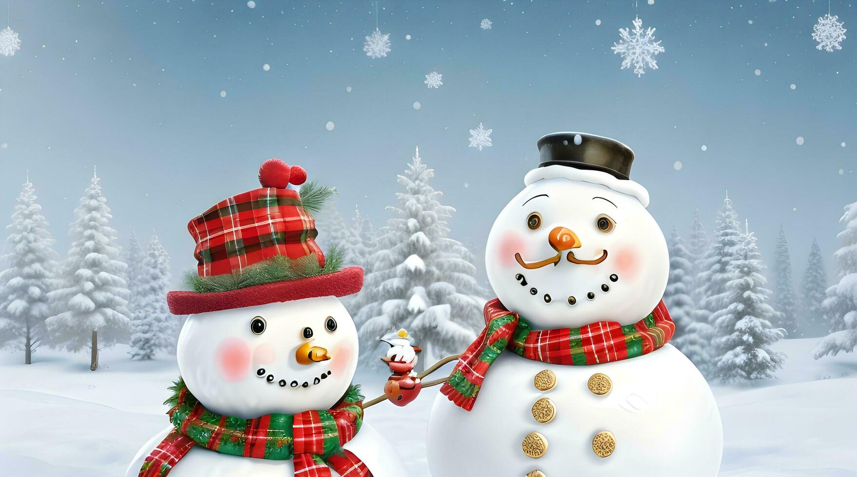 festive Christmas background with snowman photo