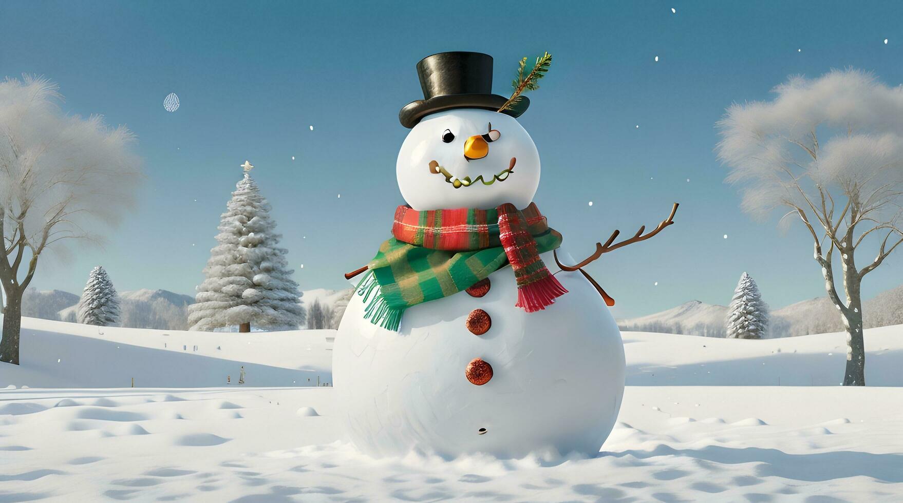 festive Christmas background with snowman photo