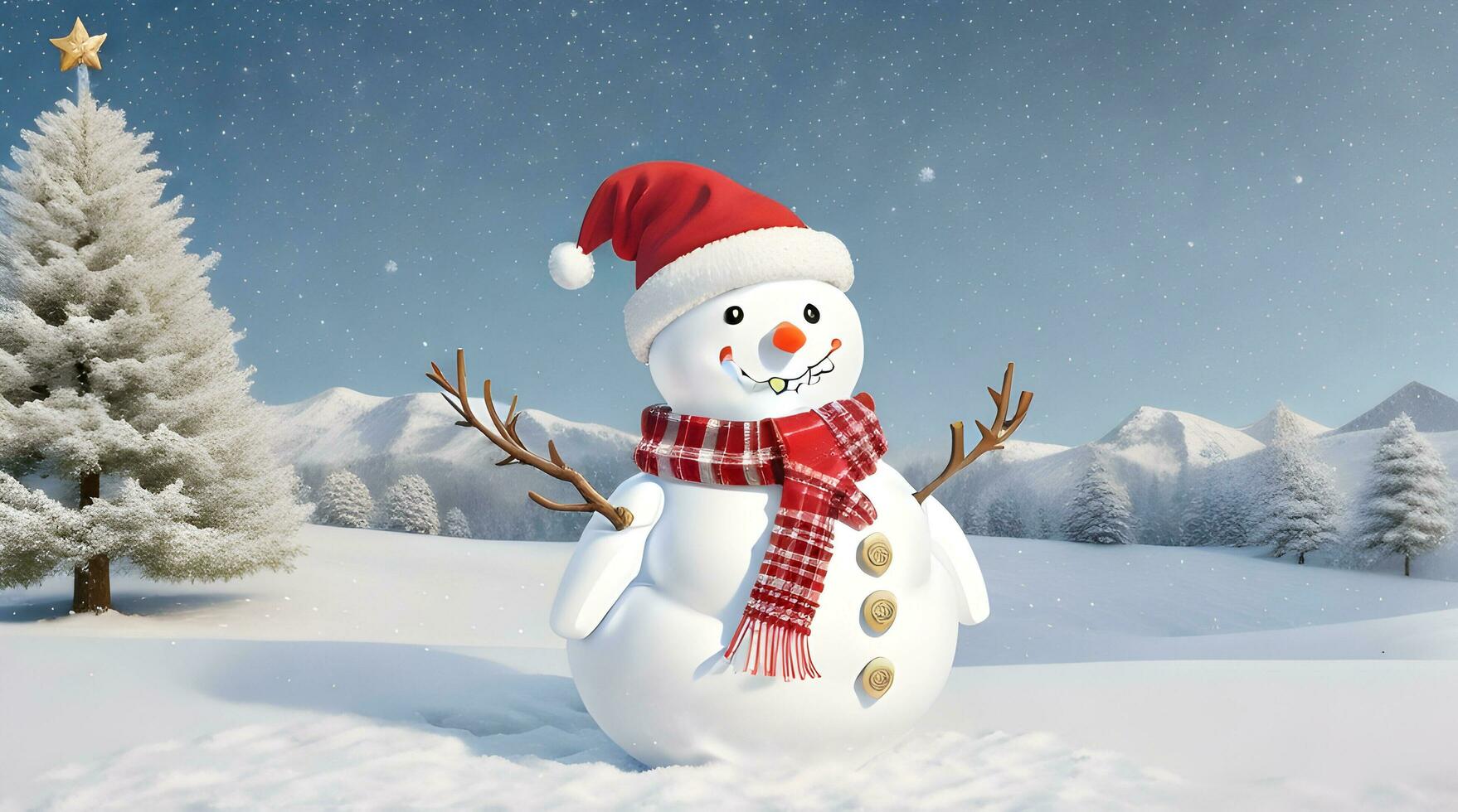 festive Christmas background with snowman photo