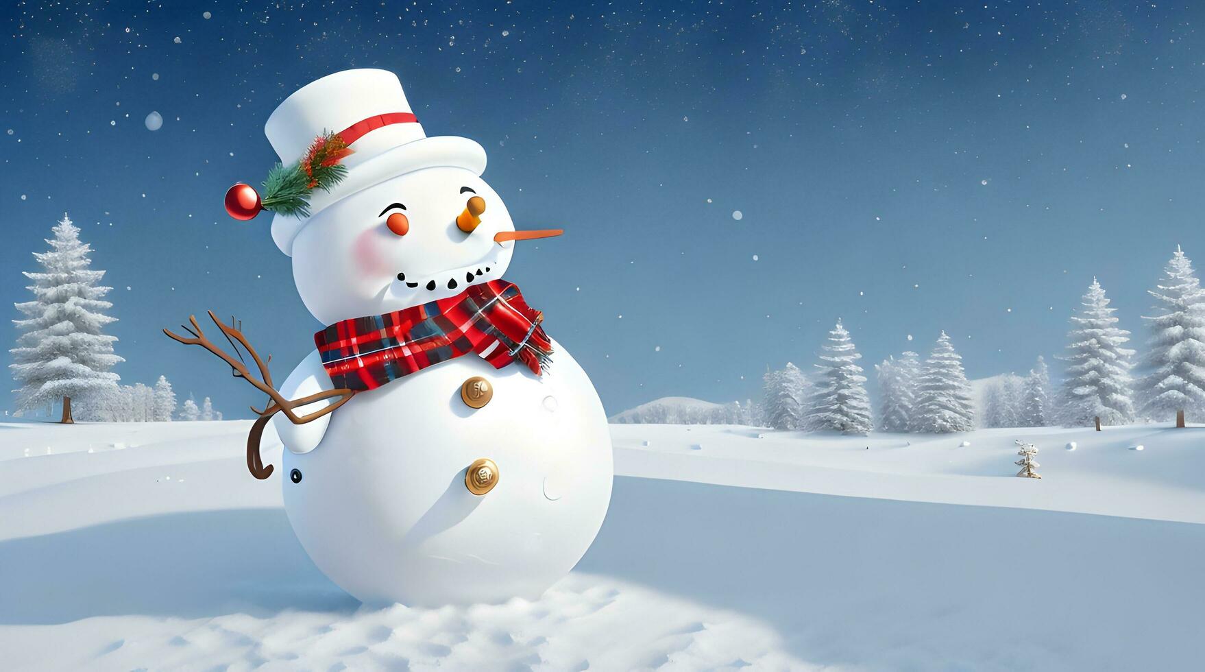 festive Christmas background with snowman photo