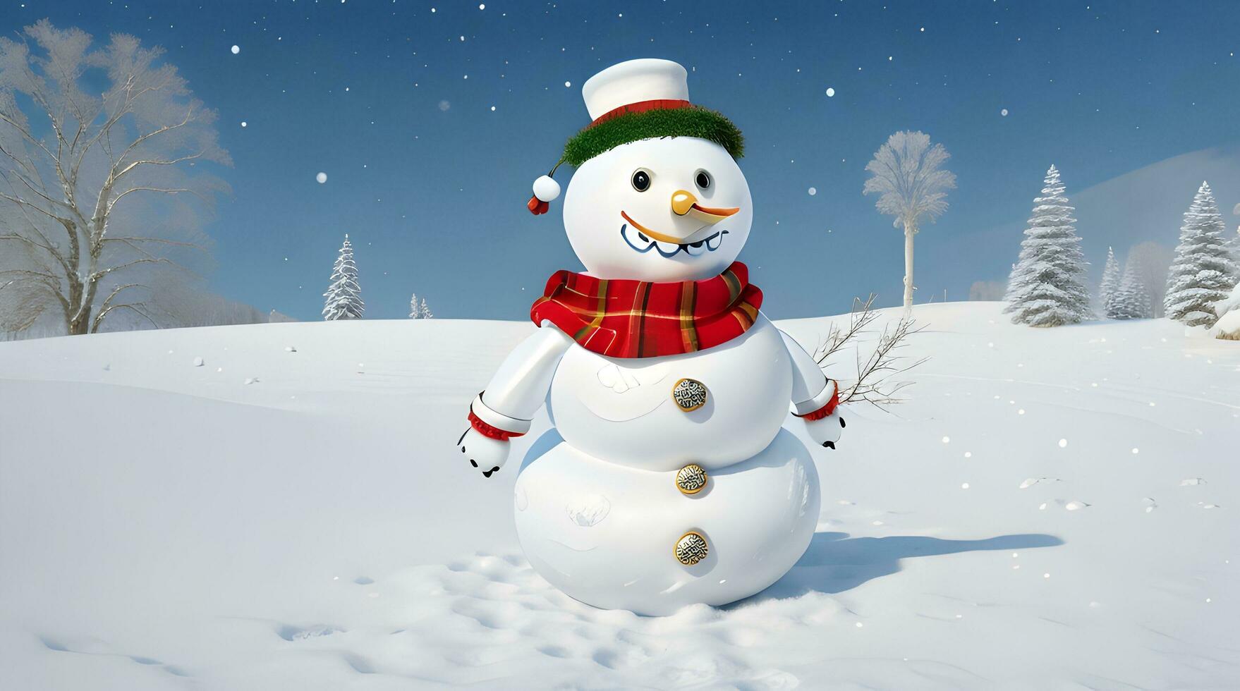 festive Christmas background with snowman photo