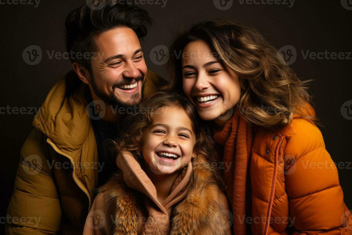 A young patient laughing with family isolated on a warm gradient background photo