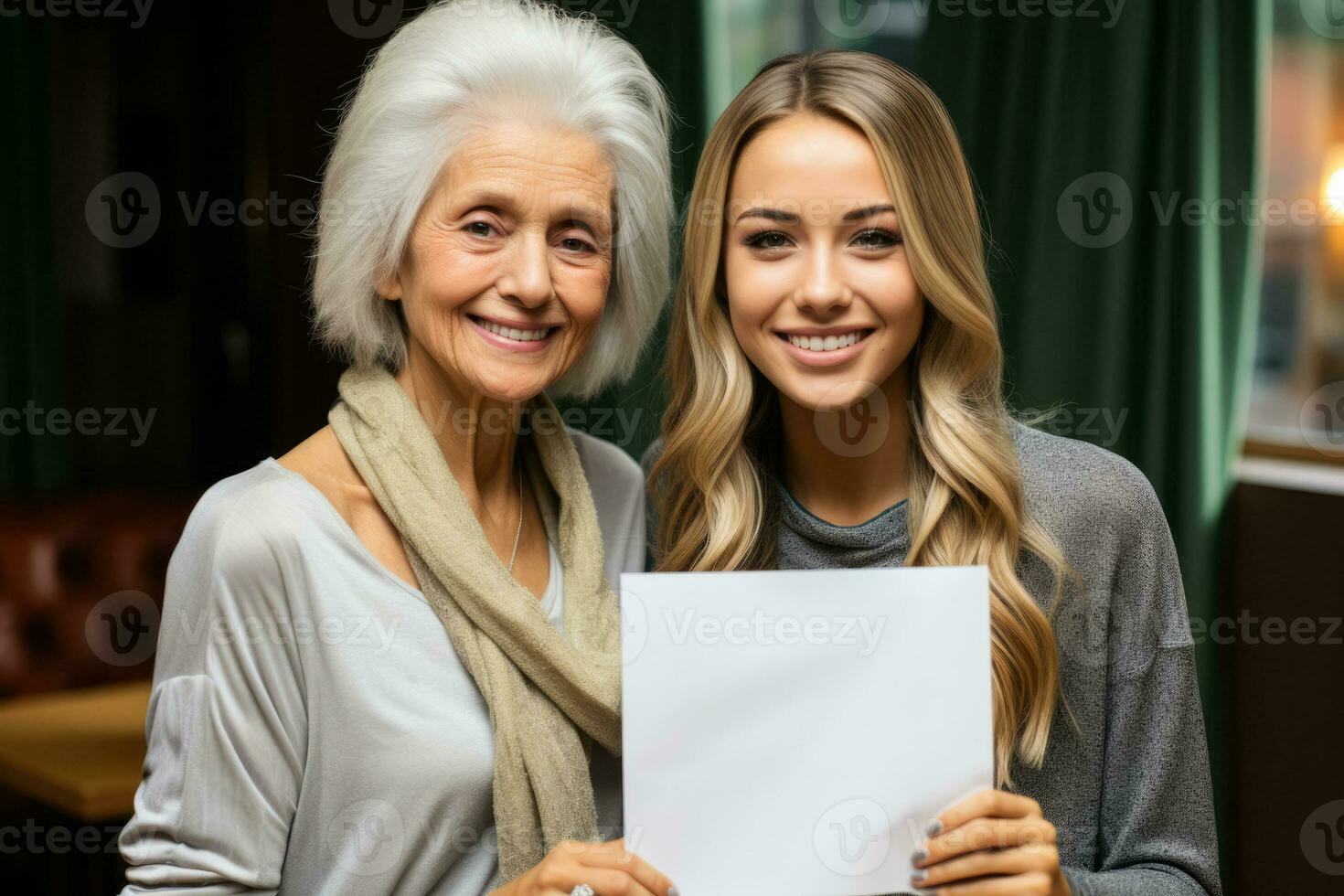 A recovering patient proudly displaying remission certificate isolated on a joyous gradient background photo
