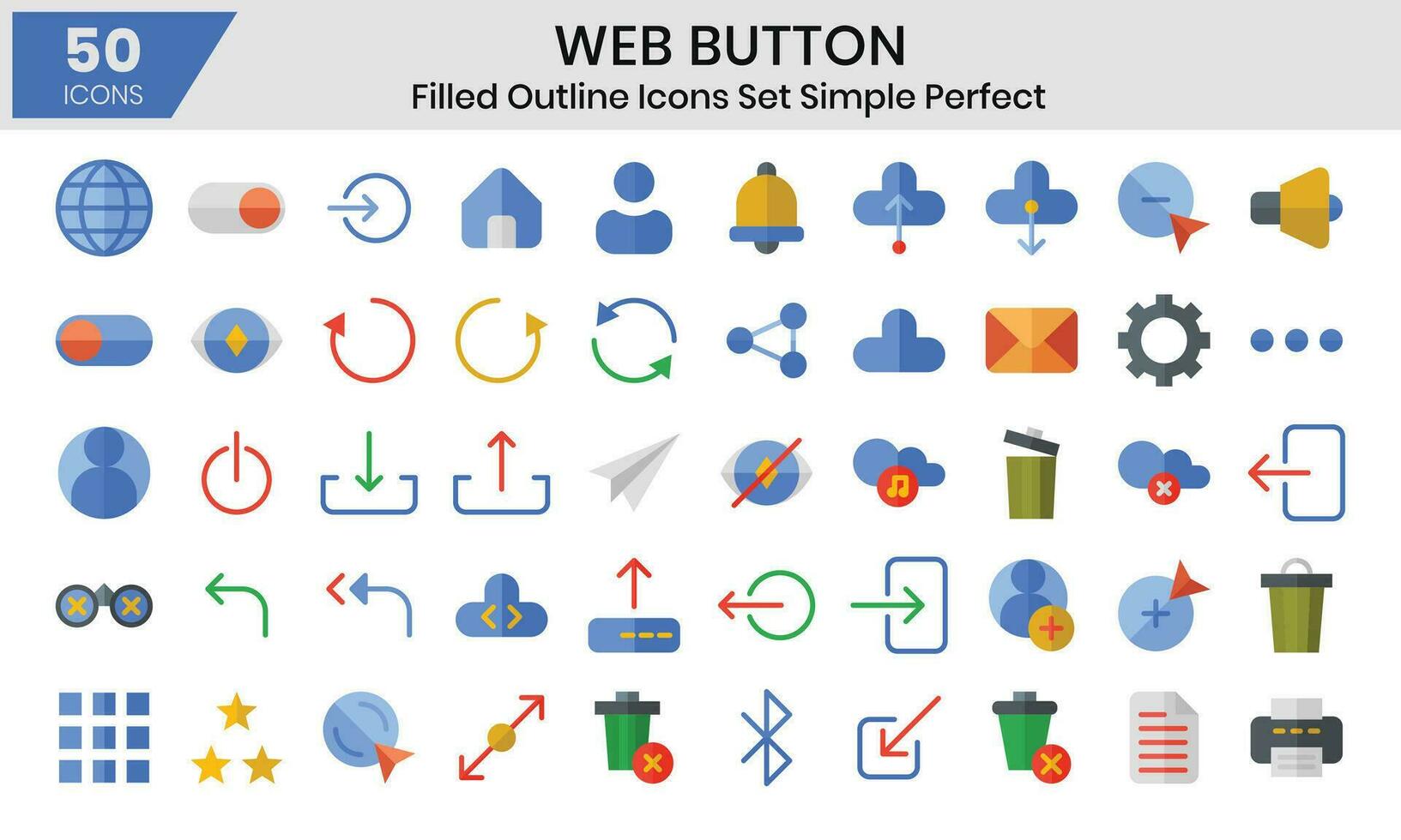 Web button flat icons set, miscellaneous collection. vector