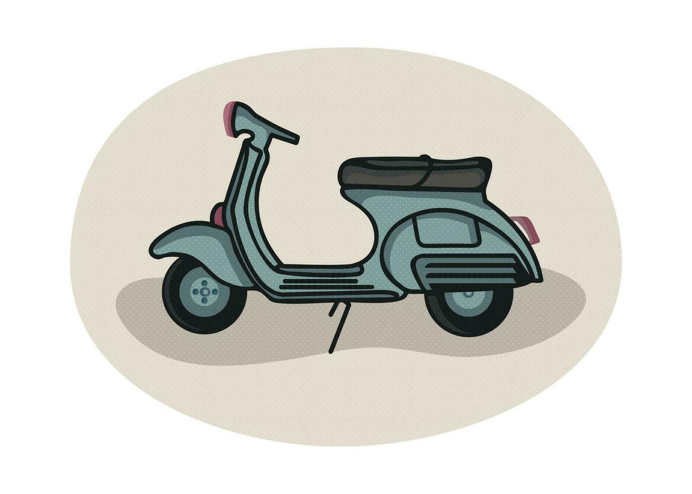 a scooter is shown in a circle with a white background vector