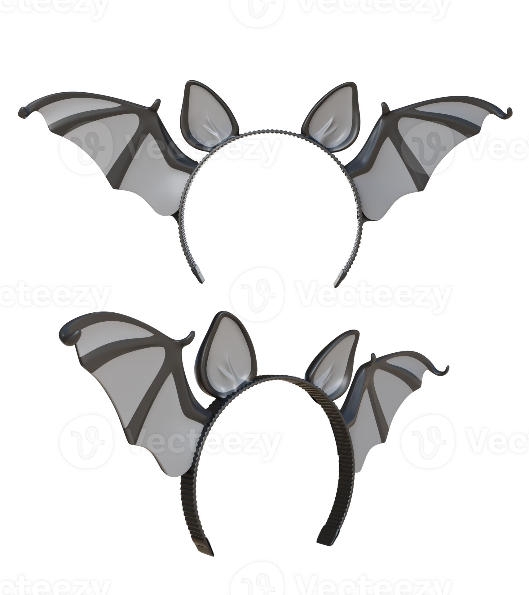 3D Rendering Bat Ears And Wings Halloween Headband Front And Frontside