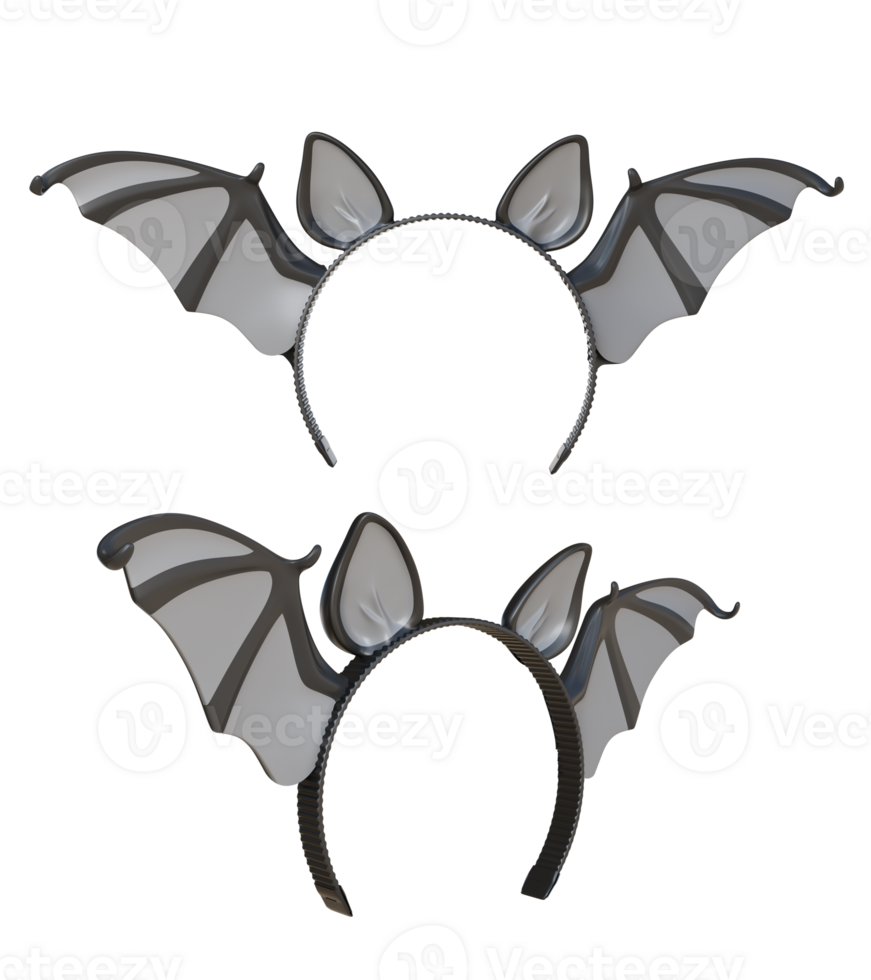 3D Rendering Bat Ears And Wings Halloween Headband Front And Frontside