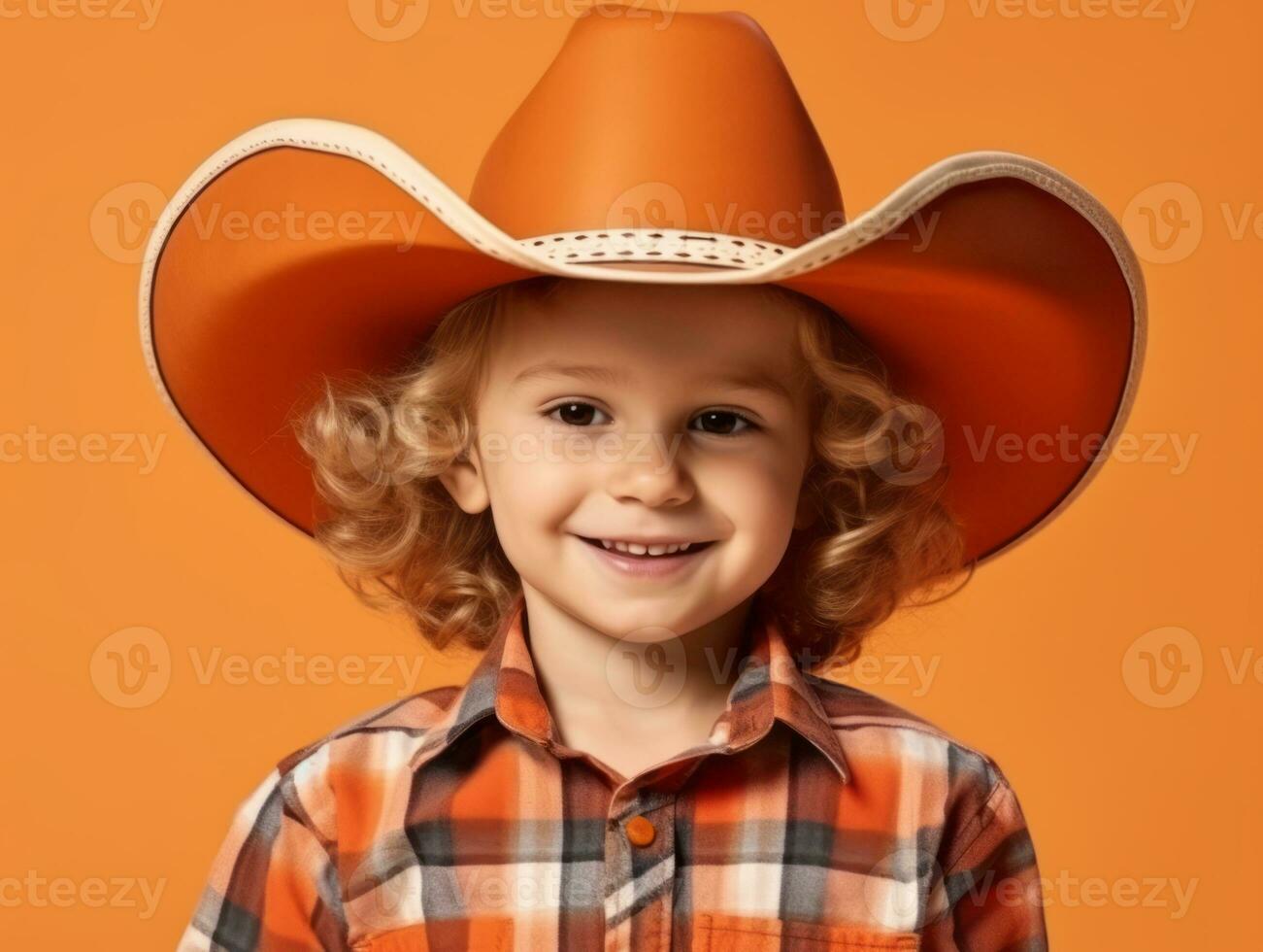 Happy Mexican kid in casual clothing against a neutral background AI Generative photo