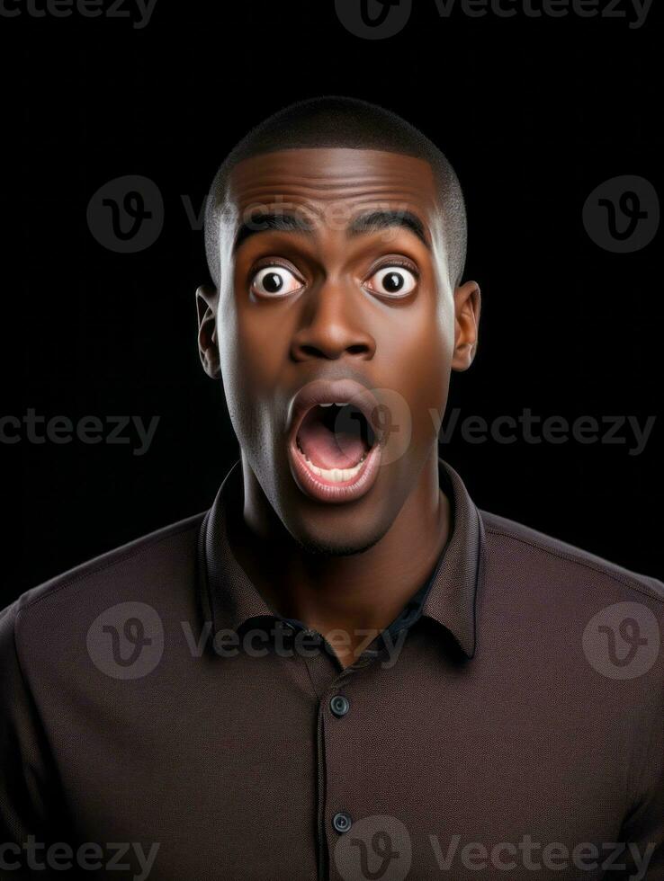 Young man with African features who appears to be shoched AI Generative photo