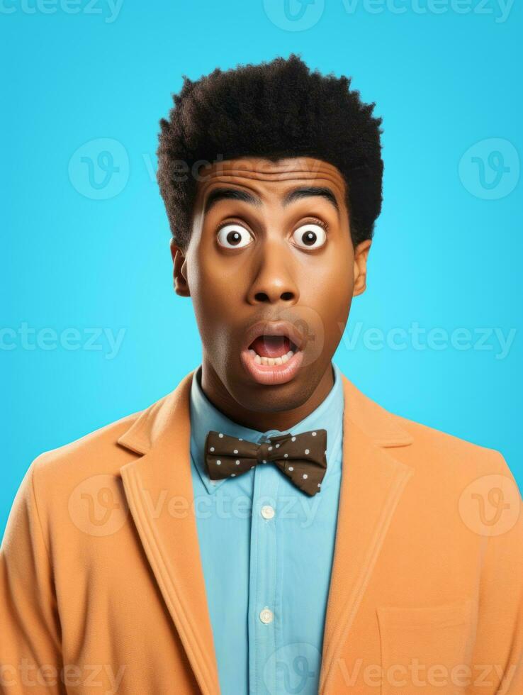 Young man with African features who appears to be shoched AI Generative photo