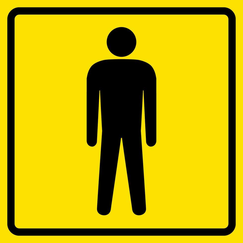 Men's public restroom sign, emblem of water closet with silhouettes of man vector